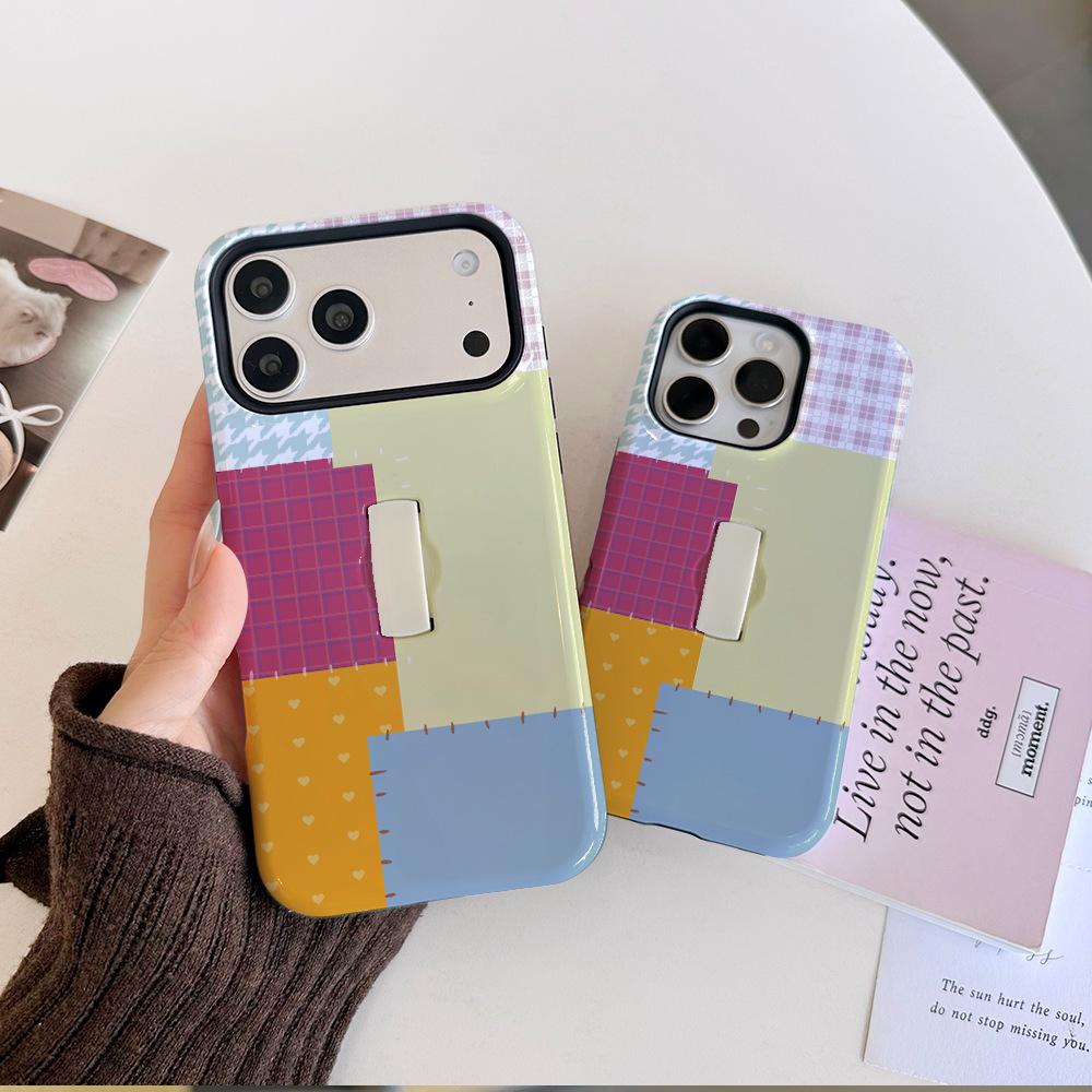 เคสกันกระแทก 2in1 ฟิล์มและขาตั้ง iPhone เนื้อแมท XKK199