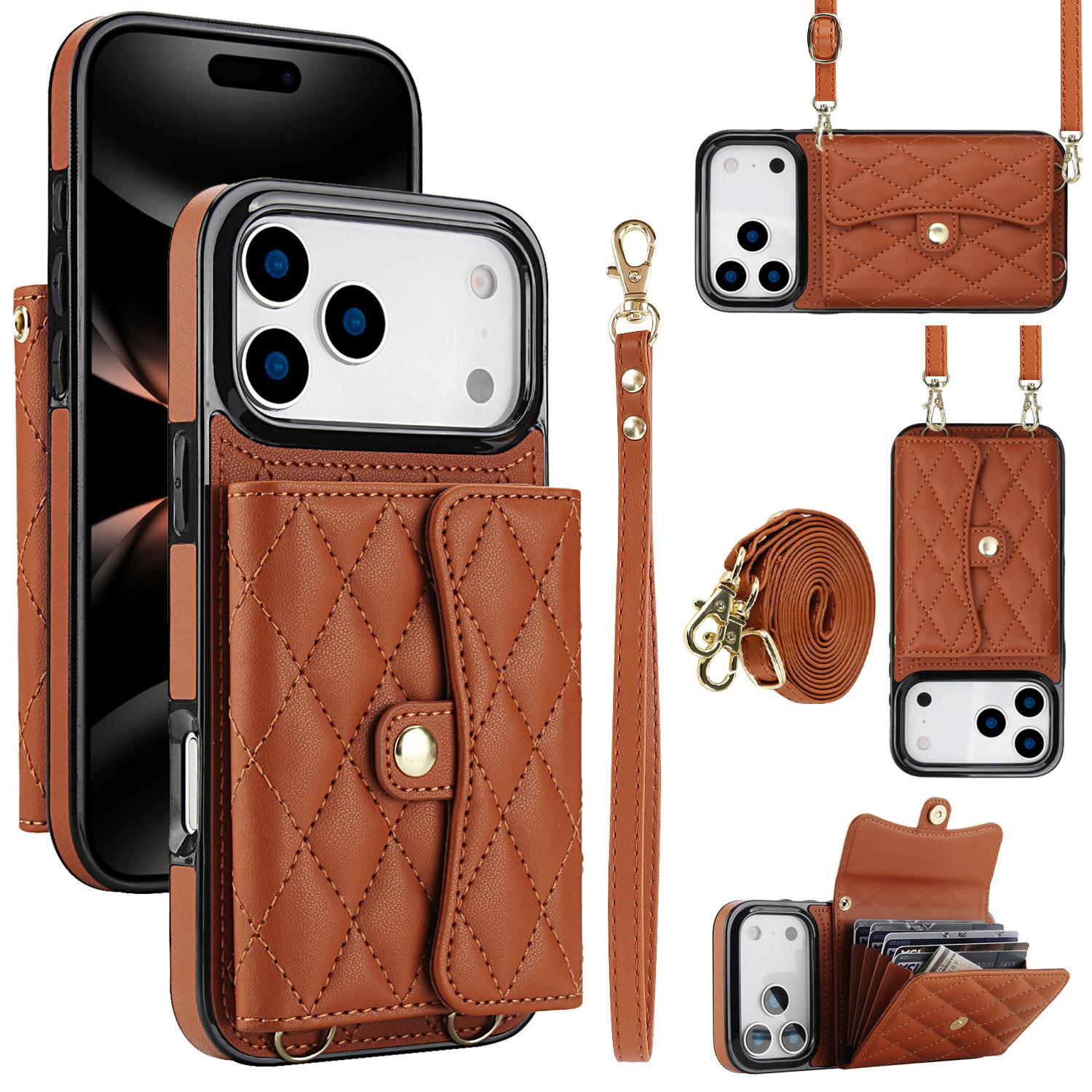 เคสหนังกระเป๋าสะพายสไตล์ Chanel ขาตั้ง iPhone