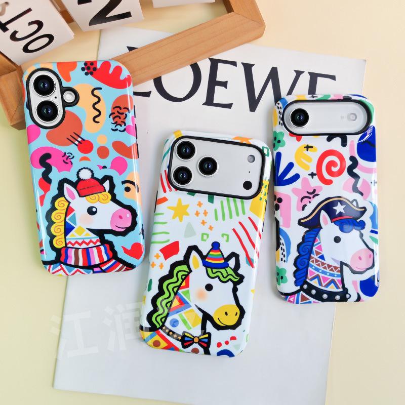 เคสไอโฟน ลายการ์ตูนม้า สีสันสดใส PC+TPU